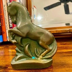 Vintage Art Deco Horse Bookend, 1920's Heavy bronze Glaze